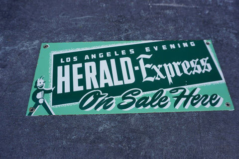 Los Angeles Evening Herald-Express Porcelain Enamel Newstand Topper AP1822