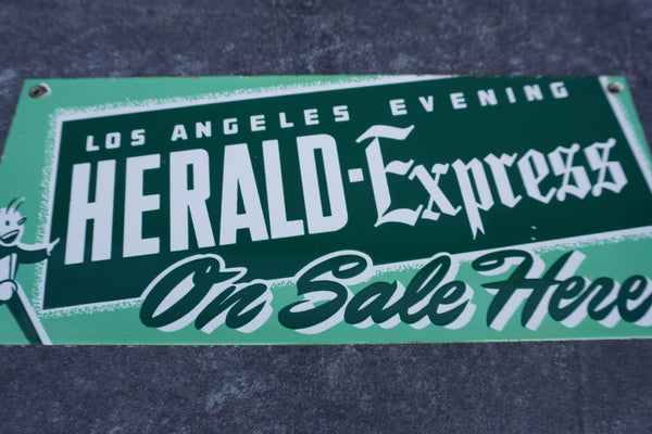 Los Angeles Evening Herald-Express Porcelain Enamel Newstand Topper AP1822