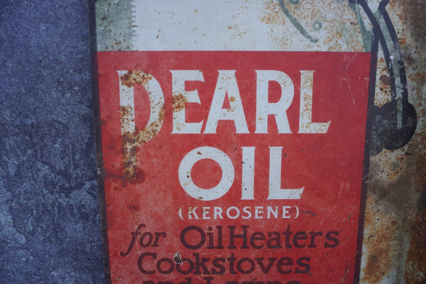 Pearl Oil Kerosene - Standard Oil's brand - Tin Litho Double-Sided Flange Sign AP1823