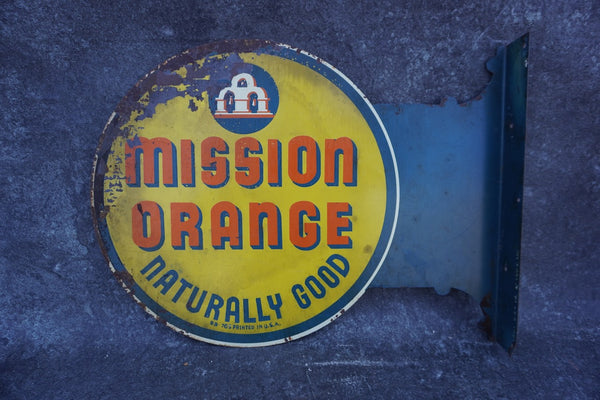 Mission Orange Soda Pop Double Sided Flange Sign - Stout Sign Co AP1824