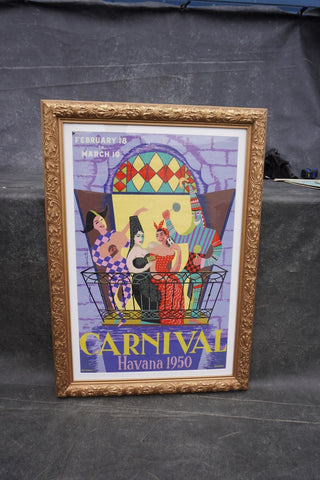 Bermudez -Original Carnival Havana 1950 Poster - Framed