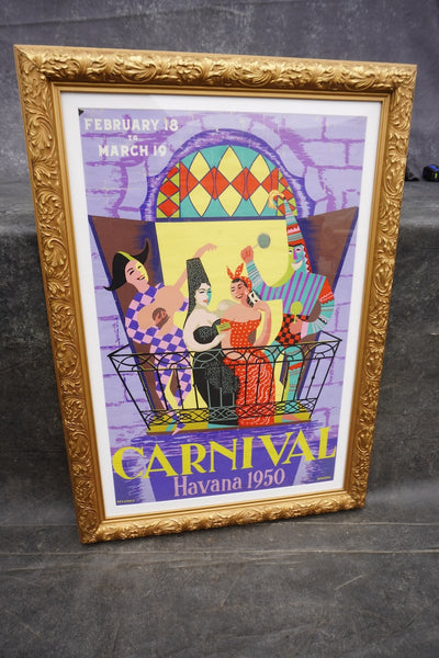 Bermudez -Original Carnival Havana 1950 Poster - Framed AP1833
