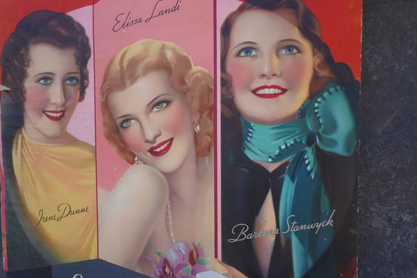 Lux Toilet Soap In-Store Advertising featuring Irene Dunne, Elissa Landi and Barbara Stanwyck c 1933 AP1851