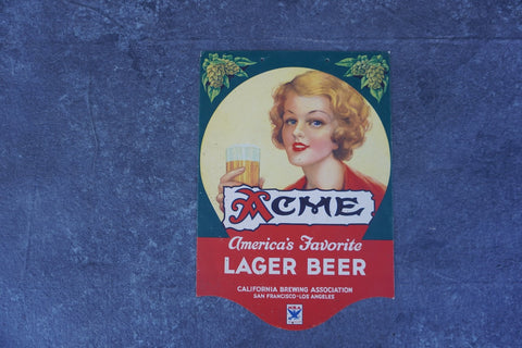 Acme Beer World  Depression Era In-Store Litho Advertising with the National Recovery Administration (NRA) Emblem AP1853