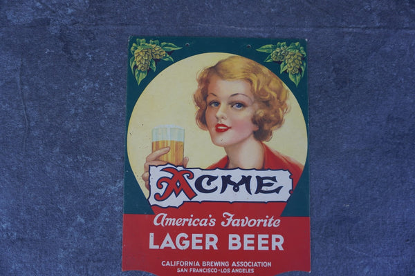 Acme Beer World  Depression Era In-Store Litho Advertising with the National Recovery Administration (NRA) Emblem AP1853