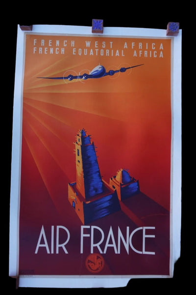 Edmond Maurus - Original Air France Poster - French West Africa, French Equatorial Africa - 1947 - AP1864