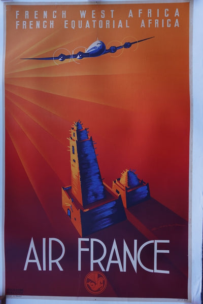 Edmond Maurus - Original Air France Poster - French West Africa, French Equatorial Africa - 1947 - AP1864