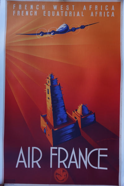 Edmond Maurus - Original Air France Poster - French West Africa, French Equatorial Africa - 1947 - AP1864