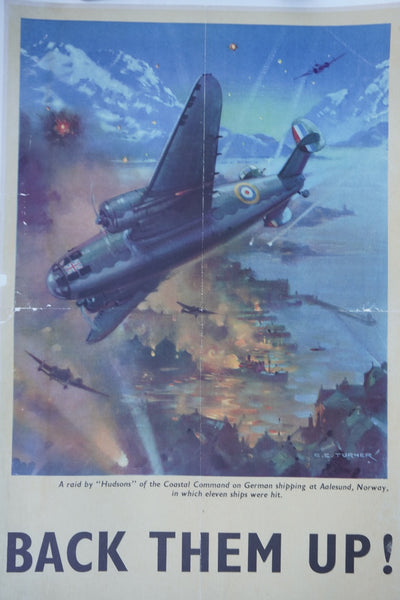 Original "Back Them Up!" Propaganda Poster c.WWII (#1) AP1892