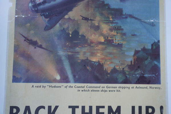 Original "Back Them Up!" Propaganda Poster c.WWII (#1) AP1892