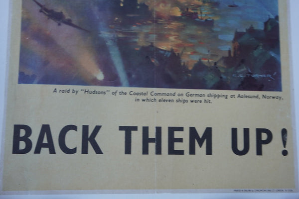 Original "Back Them Up!" Propaganda Poster c.WWII (#1) AP1892