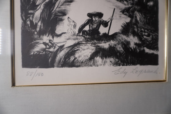 Edy-Legrand - Lithograph - Boy with Dog at Sunrise - Signed and Numbered  AP1901
