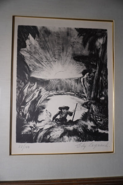 Edy-Legrand - Lithograph - Boy with Dog at Sunrise - Signed and Numbered  AP1901