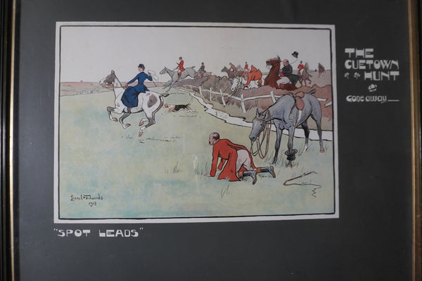 Lionel D. Edwards Fox-Hunting Sporting Print 1903 - The Cuetown Hunt - Gone Away - Spot Leads AP1907