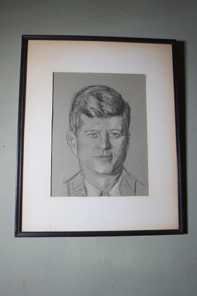 Portrait of JFK in pastel and charcoal c.1960s AP1915