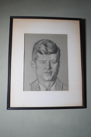 Portrait of JFK in pastel and charcoal c.1960s AP1915