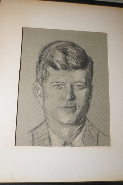 Portrait of JFK in pastel and charcoal c.1960s AP1915