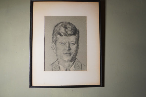 Portrait of JFK in pastel and charcoal c.1960s AP1915
