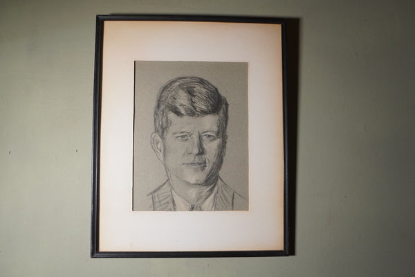 Portrait of JFK in pastel and charcoal c.1960s AP1915