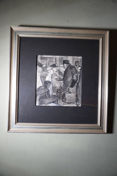 Carl Hugo Beetz, Tillie 'Kid' Herman, placarded street scene outside Boxing Arena AP1917