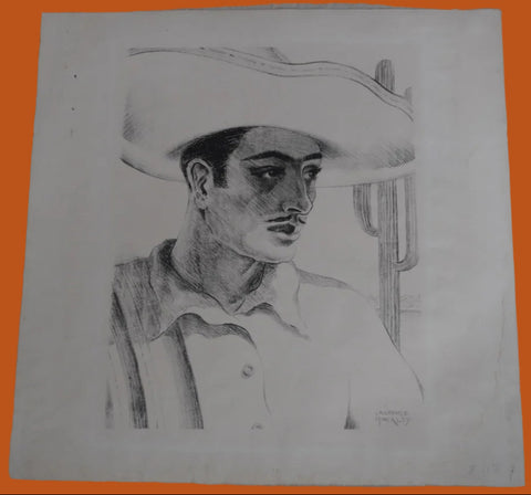 Lawrence Hinckley - Mexican Man - Etching  c 1933 AP1946