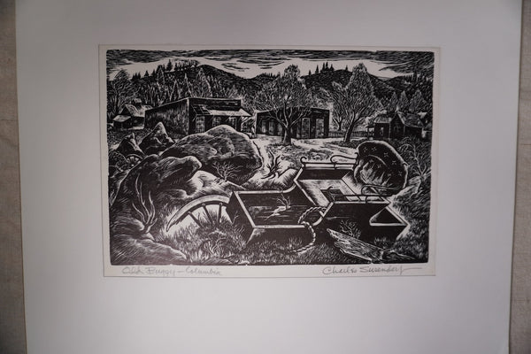 Charles Surendorf (1906-1979) Old Buggy, Columbia - Linocut  AP1949