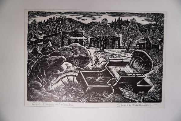 Charles Surendorf (1906-1979) Old Buggy, Columbia - Linocut  AP1949