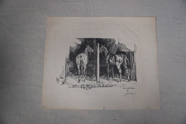 Don Louis Perceval (1908-1979) - Horses in a Stable - Lithograph AP1954