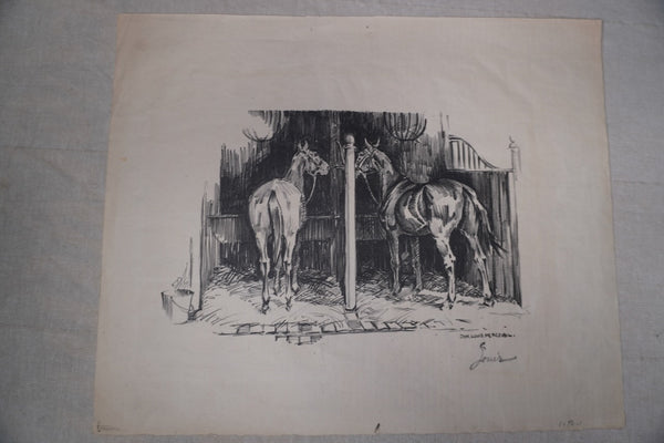 Don Louis Perceval (1908-1979) - Horses in a Stable - Lithograph AP1954