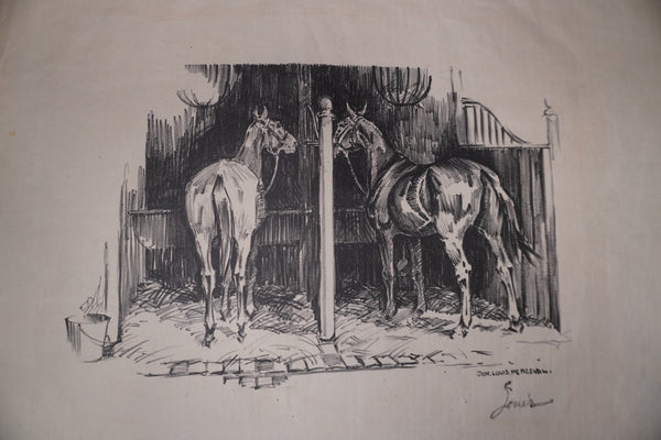 Don Louis Perceval (1908-1979) - Horses in a Stable - Lithograph AP1954