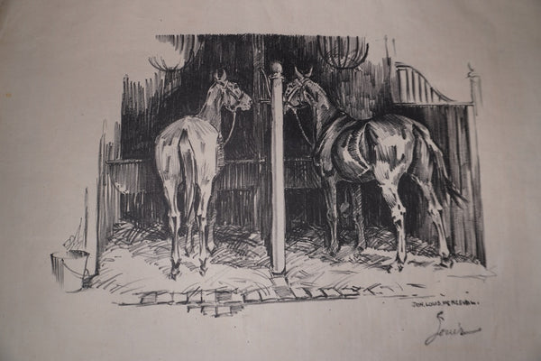 Don Louis Perceval (1908-1979) - Horses in a Stable - Lithograph AP1954