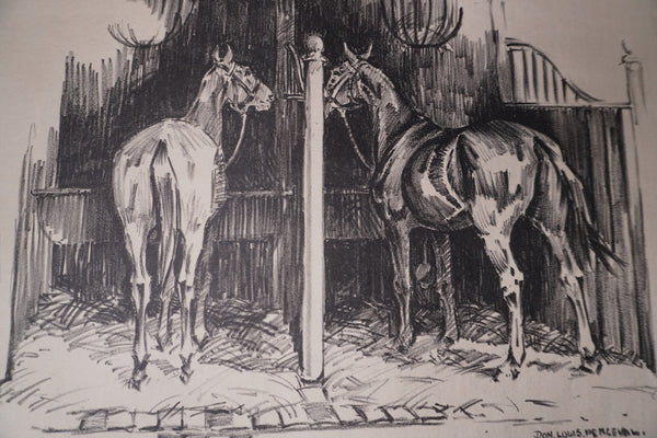 Don Louis Perceval (1908-1979) - Horses in a Stable - Lithograph AP1954