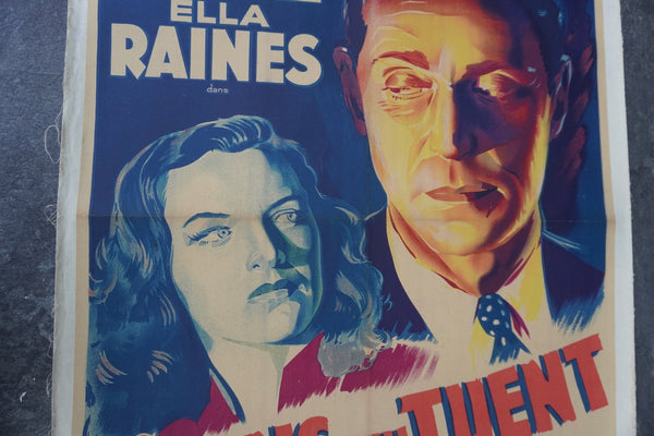 Les Mains Qui Tuent Original 1946 French Release Poster for Phantom Lady with Franchot Tone and Ella Raines 1946 AP1975
