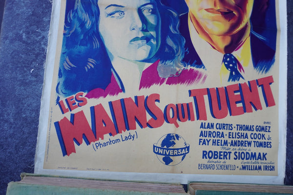 Les Mains Qui Tuent Original 1946 French Release Poster for Phantom Lady with Franchot Tone and Ella Raines 1946 AP1975