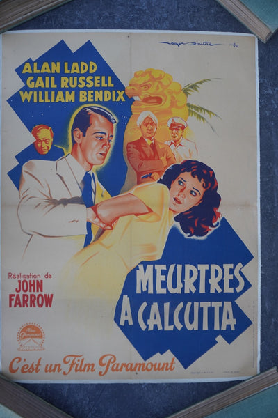 Meurtres à Calcutta Original 1947 Movie Poster French Release of Alan Ladd and Gail Russell in Calcutta AP1976