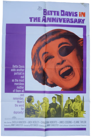The Anniversary Original  1968 Bette Davis Movie Poster AP1987