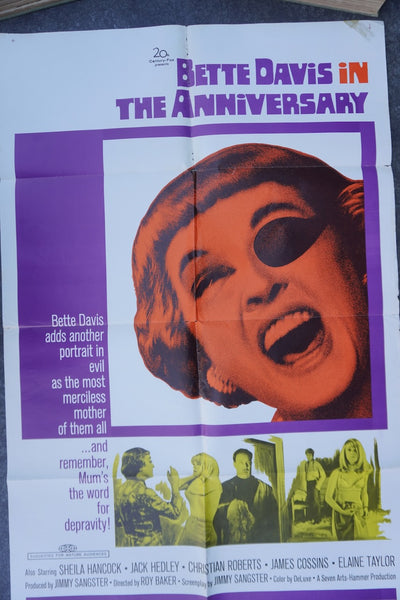 The Anniversary Original  1968 Bette Davis Movie Poster AP1987