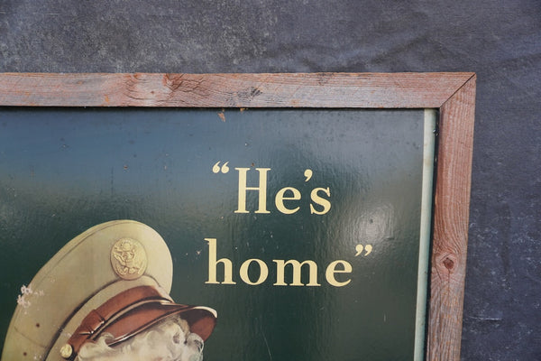 Rare Cardboard In-Store Coca Cola Poster - He's Home -  1944 AP1988