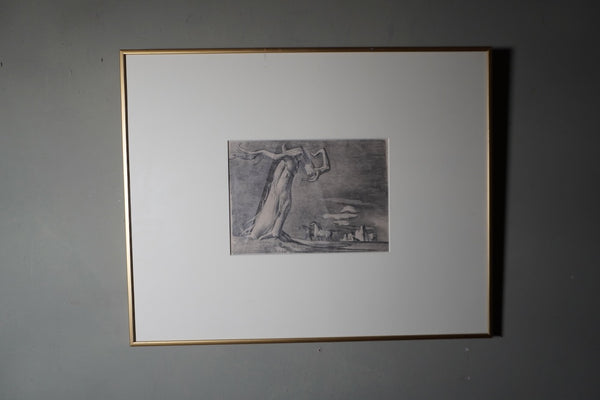 Millard Sheets - Twisted Tree, Horses, Rocks - Pencil Surrealist Sketch 1930s AP1991