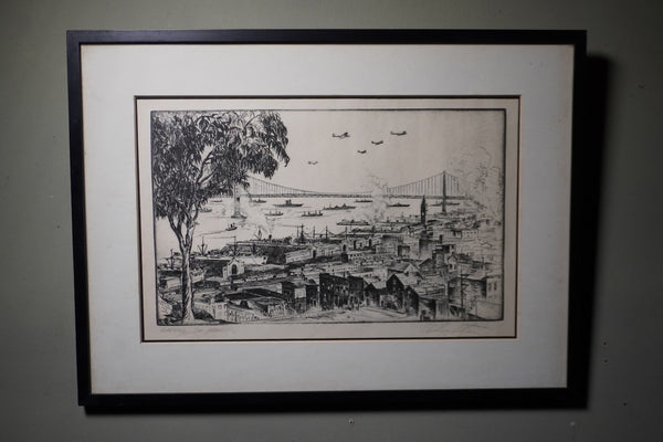 Alec Stern (1904-1994)  Wartime in San Francisco - Etching 1943 - Signed AP1993