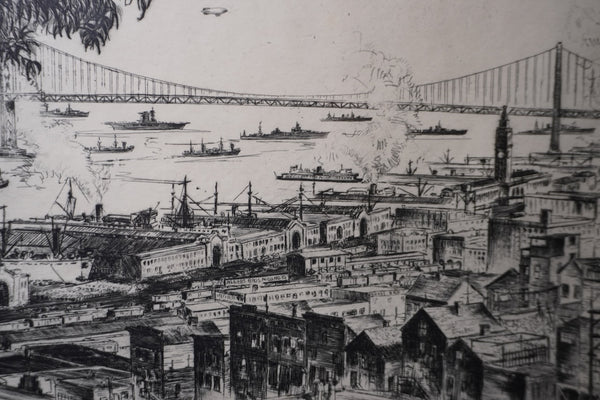 Alec Stern (1904-1994)  Wartime in San Francisco - Etching 1943 - Signed AP1993