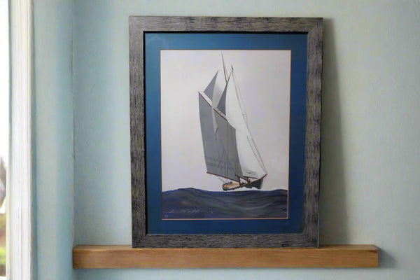 Leon Haffner Gouache Style, Vertical Sailboat Portrait AP2003