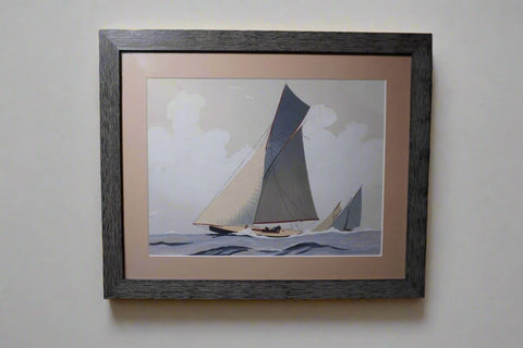 Leon Haffner Gouache Style, Horizontal Sailboat Portrait AP2004