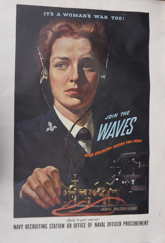 Original WWII Join the WAVES Recruiting Poster AP2014