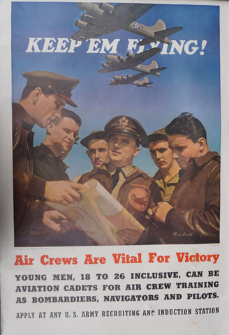 Original WWII Keep Em Flying! Recruiting Poster by Ivan Dimitri AP2017