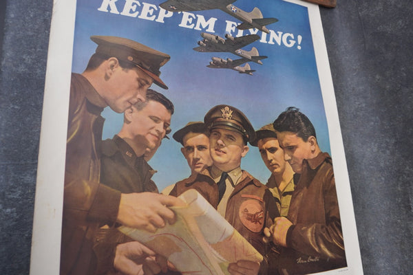 Original WWII Keep Em Flying! Recruiting Poster by Ivan Dimitri AP2017