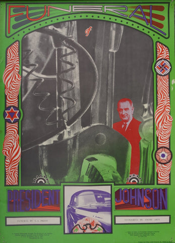 Psychedelic Poster of President Johnson by Angry Arts AP2019
