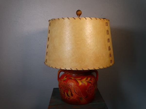 Bauer Large  Hand-decorated Bean Pot Lamp - RARE c1920  B3238