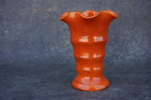 Matt Carlton Ruffle Vase in Orange B3251