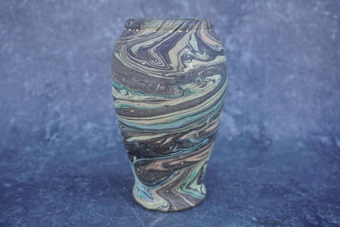 Bauer Polychrome Marbleized Bisque Vase circa 1920s B3262